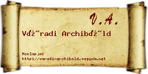 Váradi Archibáld névjegykártya